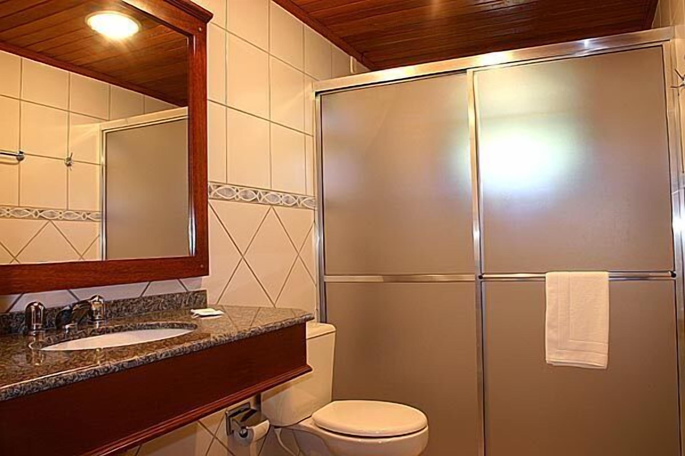 deluxe suite | bathroom | shower, free toiletries, hair dryer, towels
