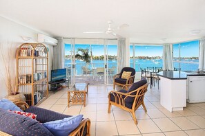 Apartment, 3 Bedrooms, Oceanfront | Living area | Flat-screen TV - Amazing Waterfront Views Sunshine Coast H330 (Mooloolaba)