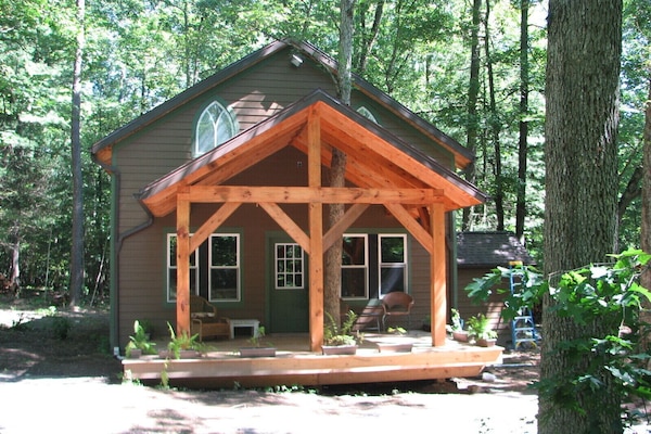 Timeframe constructed porch is for relaxing and swapping stories of the day.
