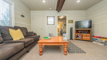 Smart TV, DVD player, books, video library