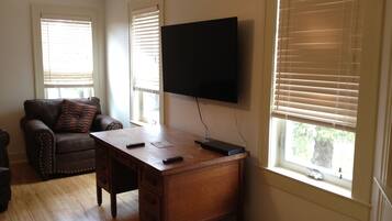 Smart TV, DVD player, books, video library