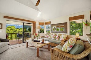 Smart TV, DVD player, books, music library