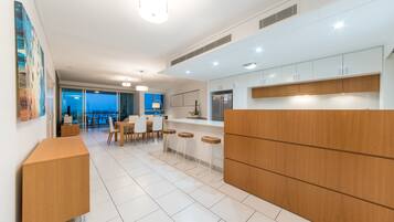 Apartment, 3 Bedrooms | Private kitchen | Full-sized fridge, microwave, oven, stovetop