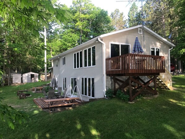Terrace/patio - Waterfront Lake House , Crane Lake,  Pickerel WI. See our video! (Pickerel)