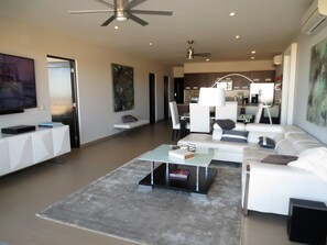 Smart TV, DVD player, music library, video library