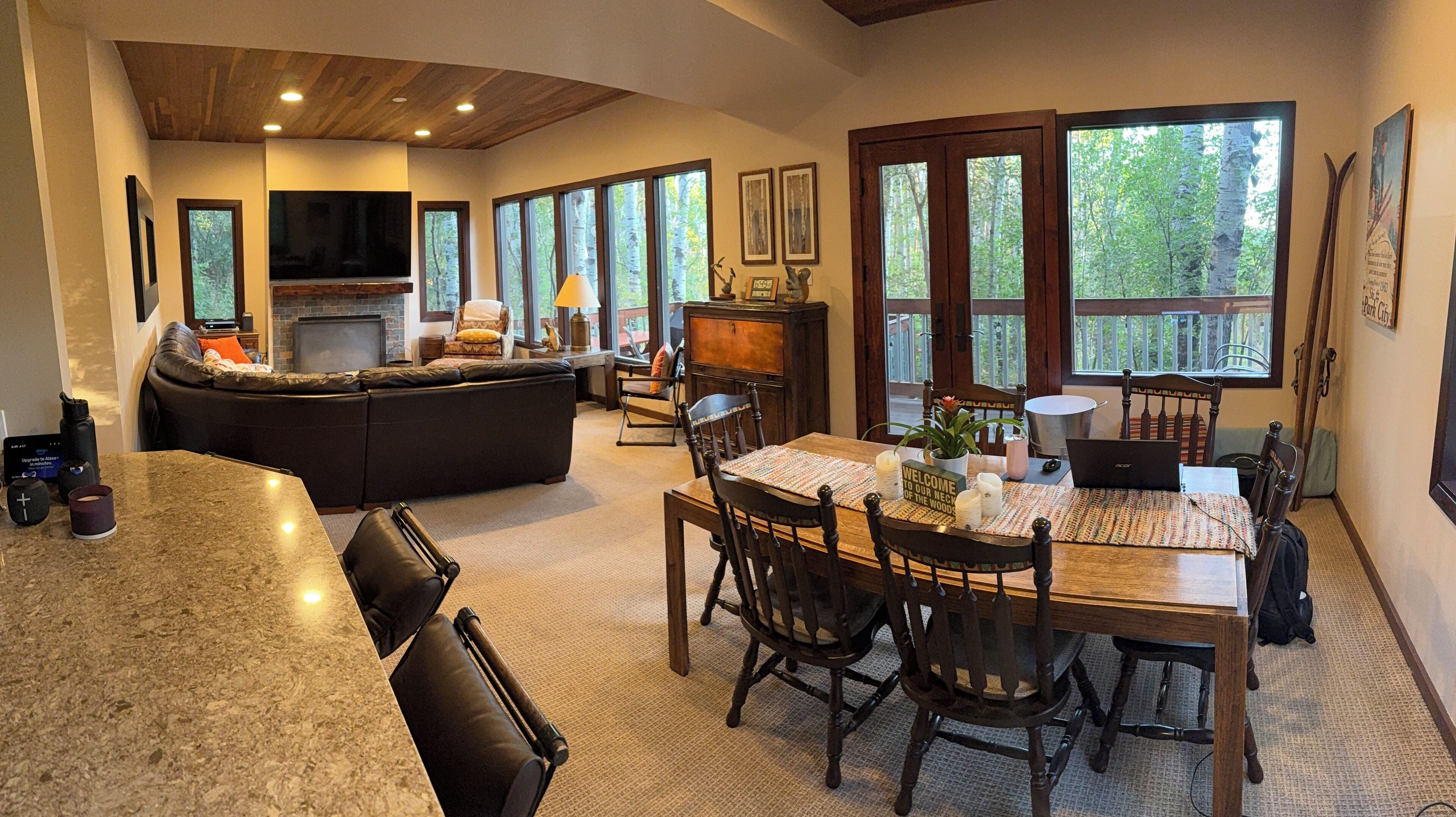 Smart TV, fireplace, DVD player