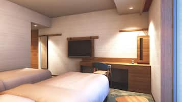 Desk, free WiFi, bed sheets