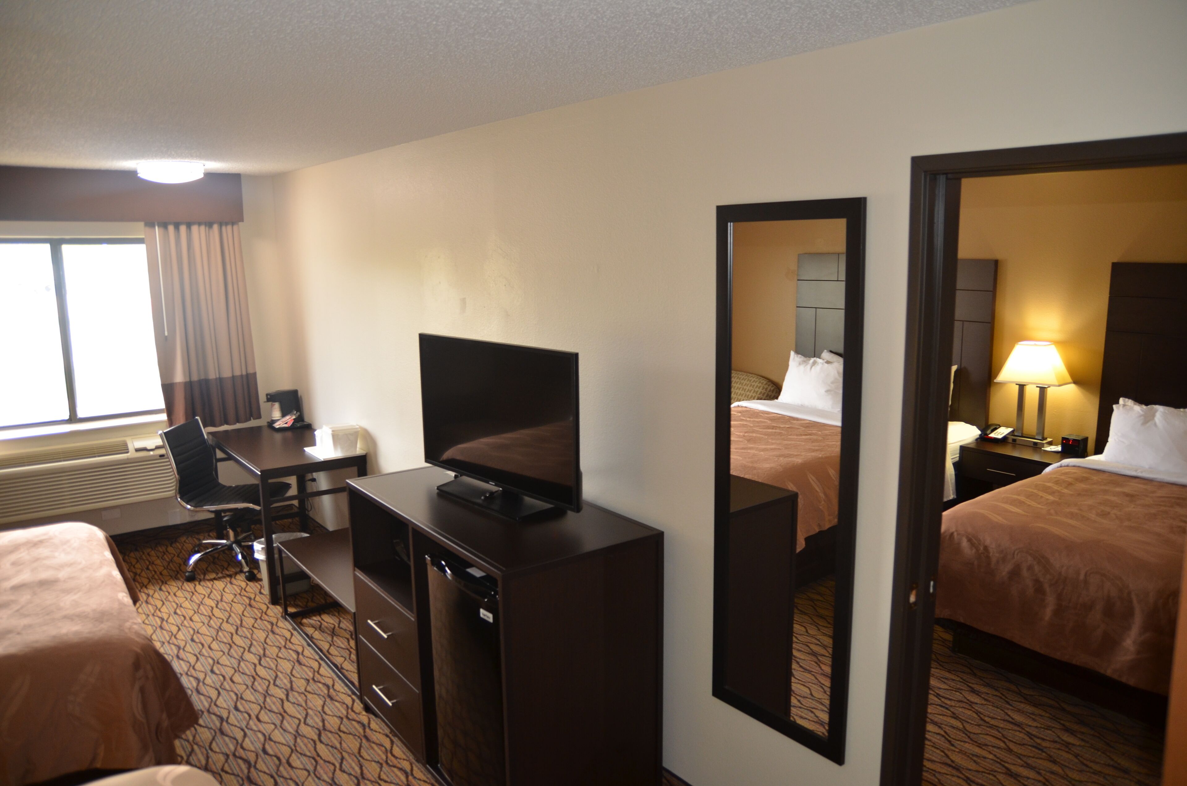 standard room, 2 queen beds, non smoking (chair and desk) | premium bedding, desk, laptop workspace, blackout curtains