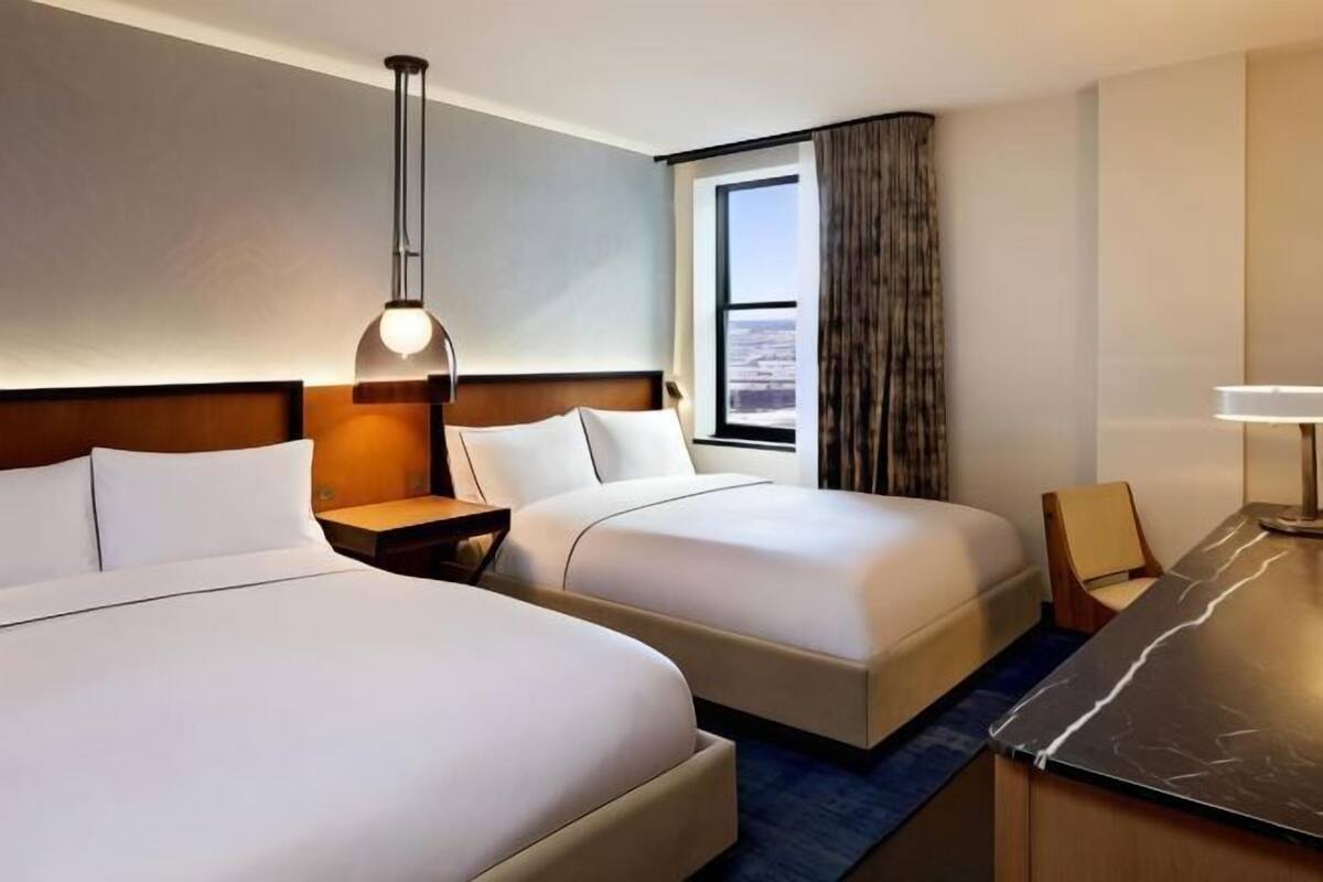 Hypo-allergenic bedding, pillowtop beds, in-room safe, blackout drapes