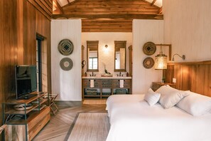 Chambre Luxe Double ou avec lits jumeaux, 1 trĂšs grand lit, terrasse, vue jardin