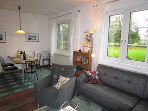 Fernseher, Kamin, DVD-Player, Bücher