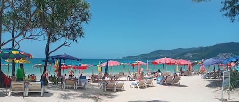 On the beach, beach towels, waterskiing