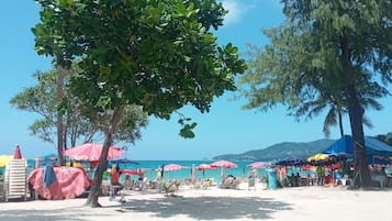 On the beach, beach towels, waterskiing