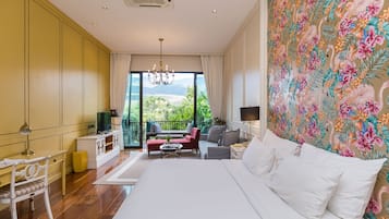 Suite, terrasse, vue montagne