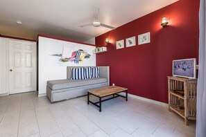 Panoramic Apartment, 1 Bedroom, Terrace, Bay View | Living area - Habitation Desrosiers (Trois-Ilets)