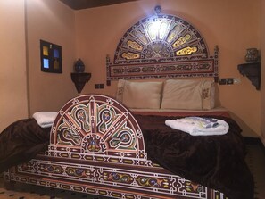 Individually decorated, blackout curtains, iron/ironing board