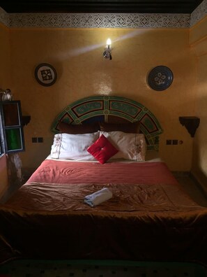 Individually decorated, blackout curtains, iron/ironing board