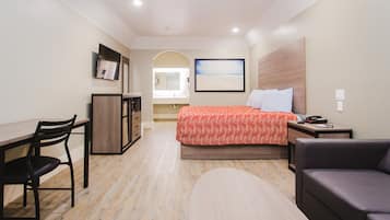 Desk, free WiFi, bed sheets