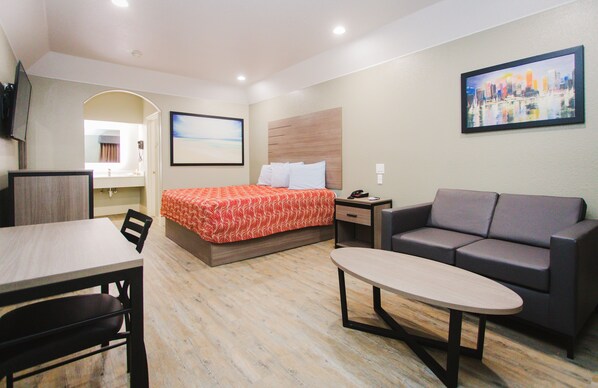 Desk, free WiFi, bed sheets