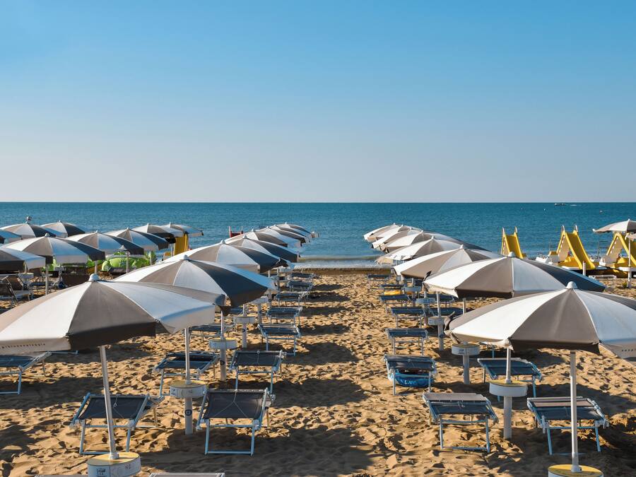 On the beach, beach umbrellas, beach volleyball