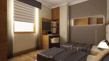 Minibar, in-room safe, desk, laptop workspace