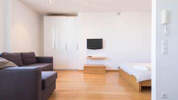 Design Studio, 1 Double Bed with Sofa bed | Living area | Flat-screen TV