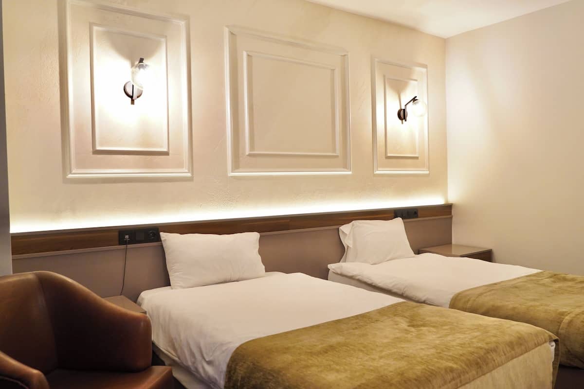 Deluxe Twin kamer | Een minibar, een kluis op de kamer, een bureau, geluiddichte muren
