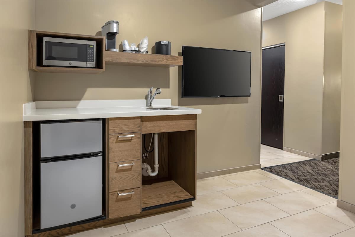 suite, 1 king bed, non smoking, refrigerator & microwave (with sofabed) | premium bedding, individually decorated, individually furnished, desk