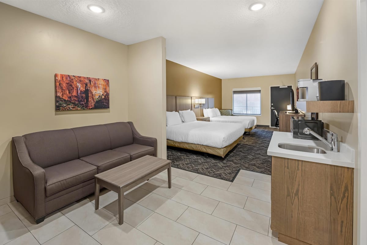 Standard Room, Multiple Beds, Accessible, Patio (with Sofabed) | Premium bedding, individually decorated, individually furnished, desk