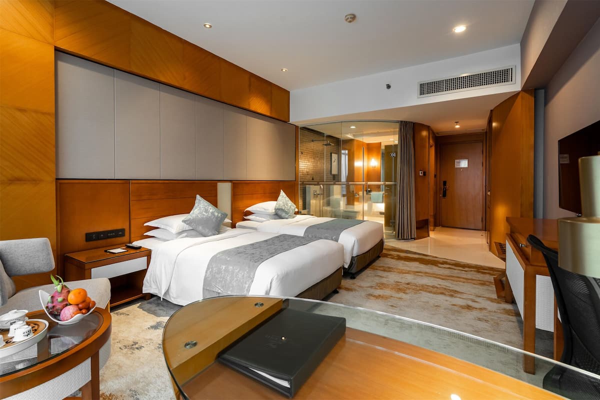 premier twin room | minibar, in-room safe, desk, laptop workspace