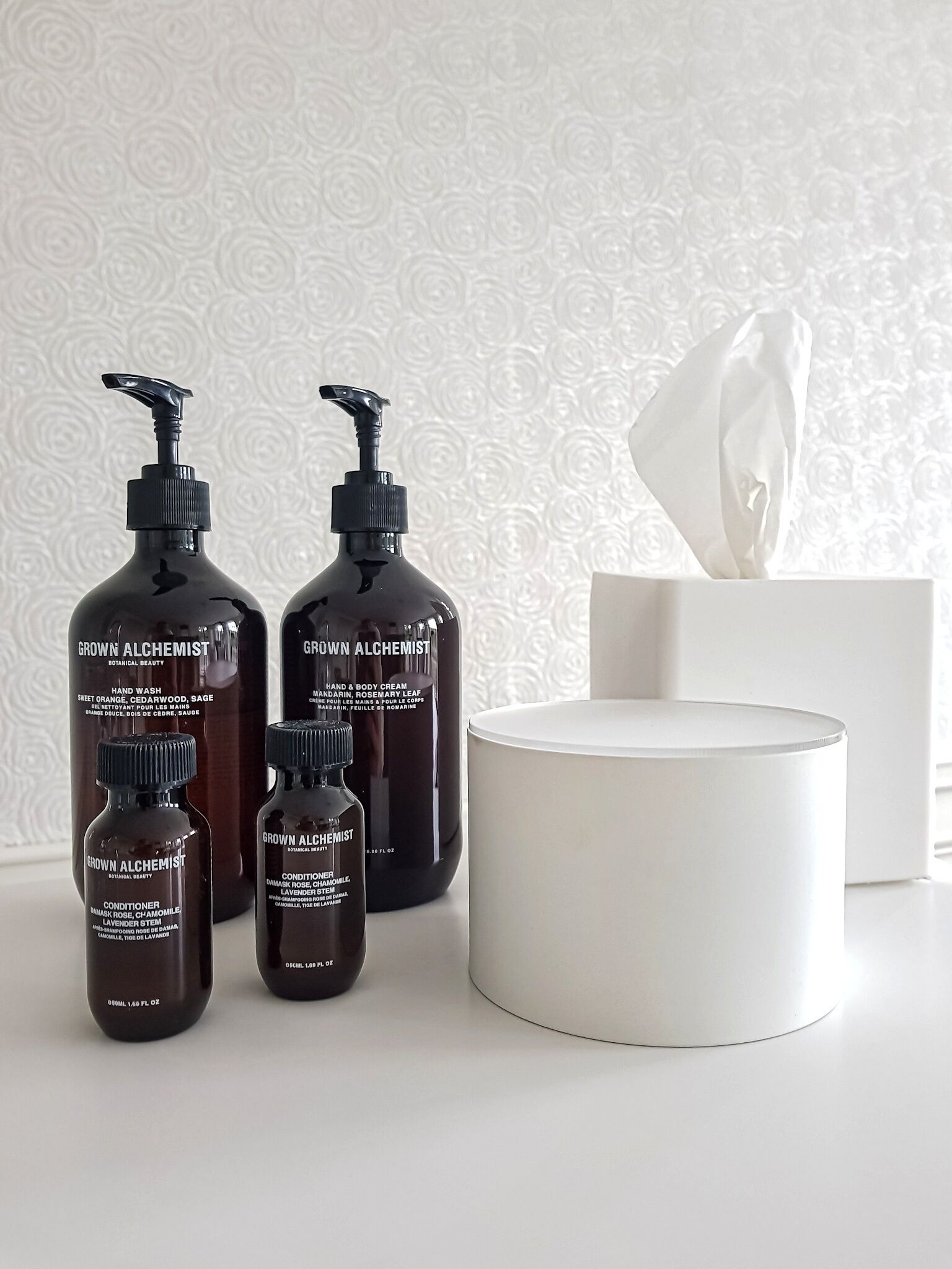 rainfall showerhead, designer toiletries, hair dryer, bathrobes