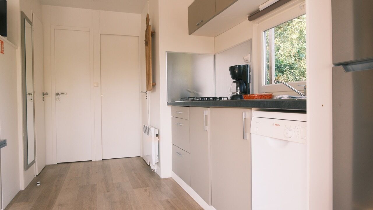 Una cocina con ventana, estufa y lavavajillas.
