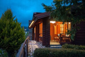 Family Quadruple Room, 2 Bedrooms, Terrace, Mountain View | Terrace/patio - Xenios Chalets (Nafpaktos)