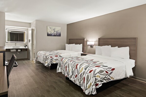 Deluxe Room, 2 Queen Beds, Non Smoking (Jetted Tub) | Desk, laptop workspace, blackout drapes, free WiFi - Red Roof Inn & Suites Monroe, NC (Monroe)