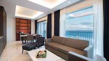 Grand Bleu Suite, Non Smoking, Ocean View (Executive Lounge for 2 people) | Living area | 43-inch flat-screen TV with cable channels, TV