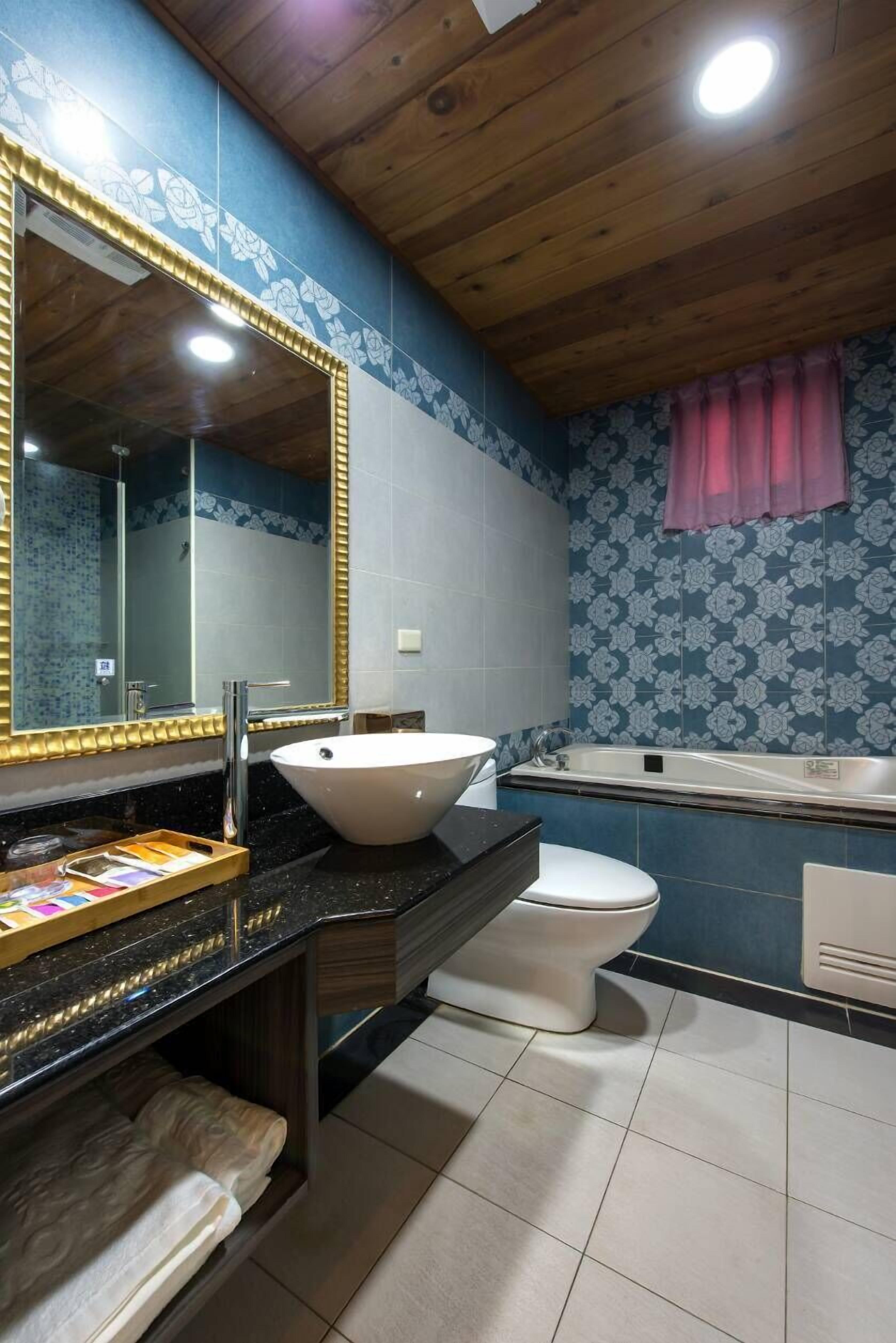 free toiletries, hair dryer, slippers, towels