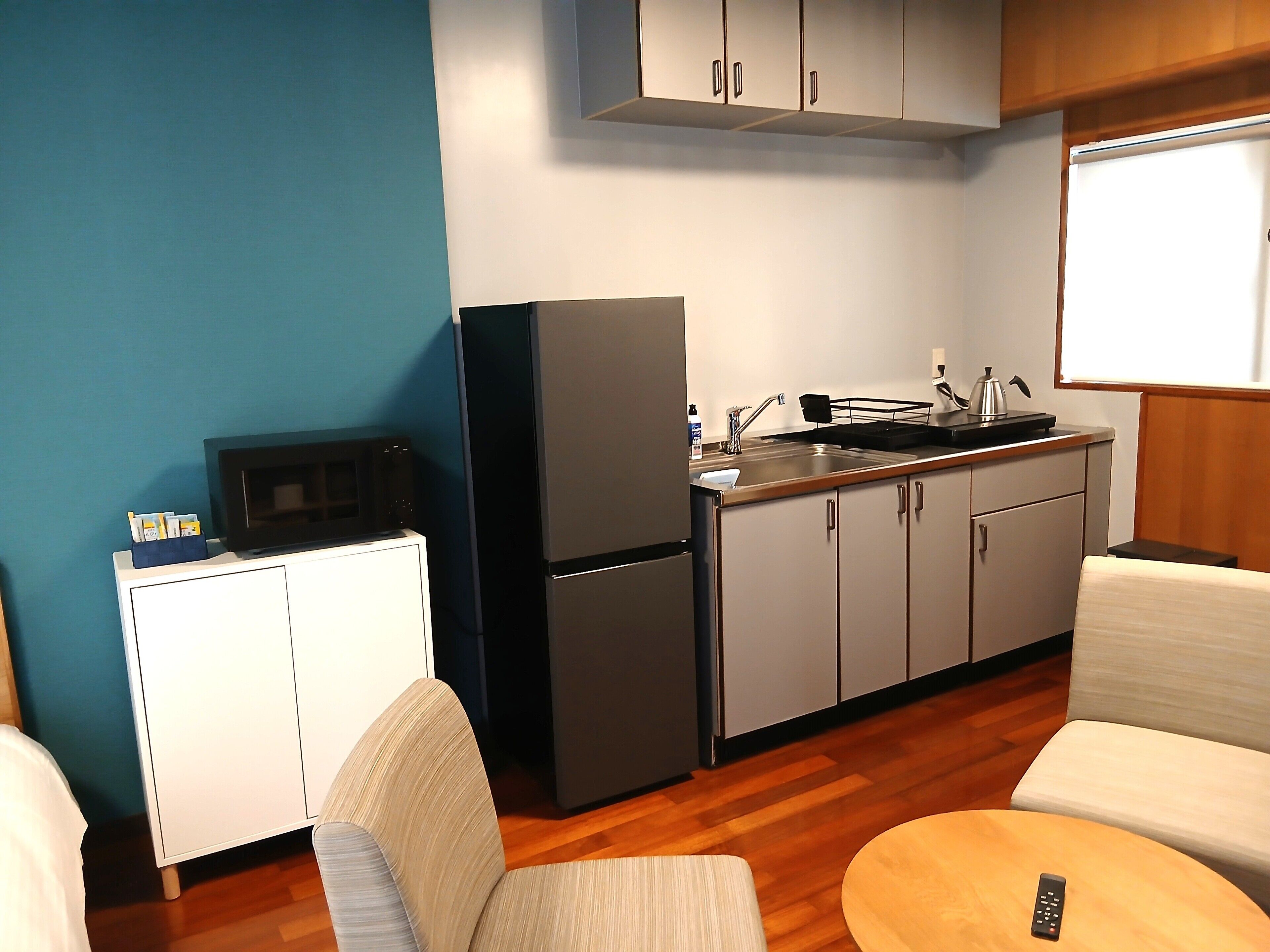 Kamar Twin, Bebas Asap Rokok, dapur (High Floor 25m2) | Dapur pribadi | Lemari es, microwave (berdasarkan permintaan), dan ketel listrik