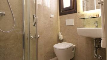 Economy Double Room (French bed ) | Bathroom | Shower, free toiletries, hair dryer, towels