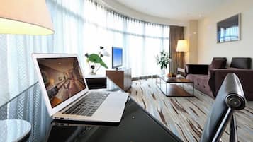 Desk, blackout curtains, rollaway beds, free WiFi