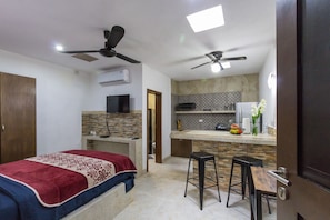 Superior Studio, 1 Double Bed with Sofa bed, No Windows | Private kitchenette | Full-size fridge, microwave, stovetop, coffee/tea maker - Merida Serviced Apartments (Mérida)