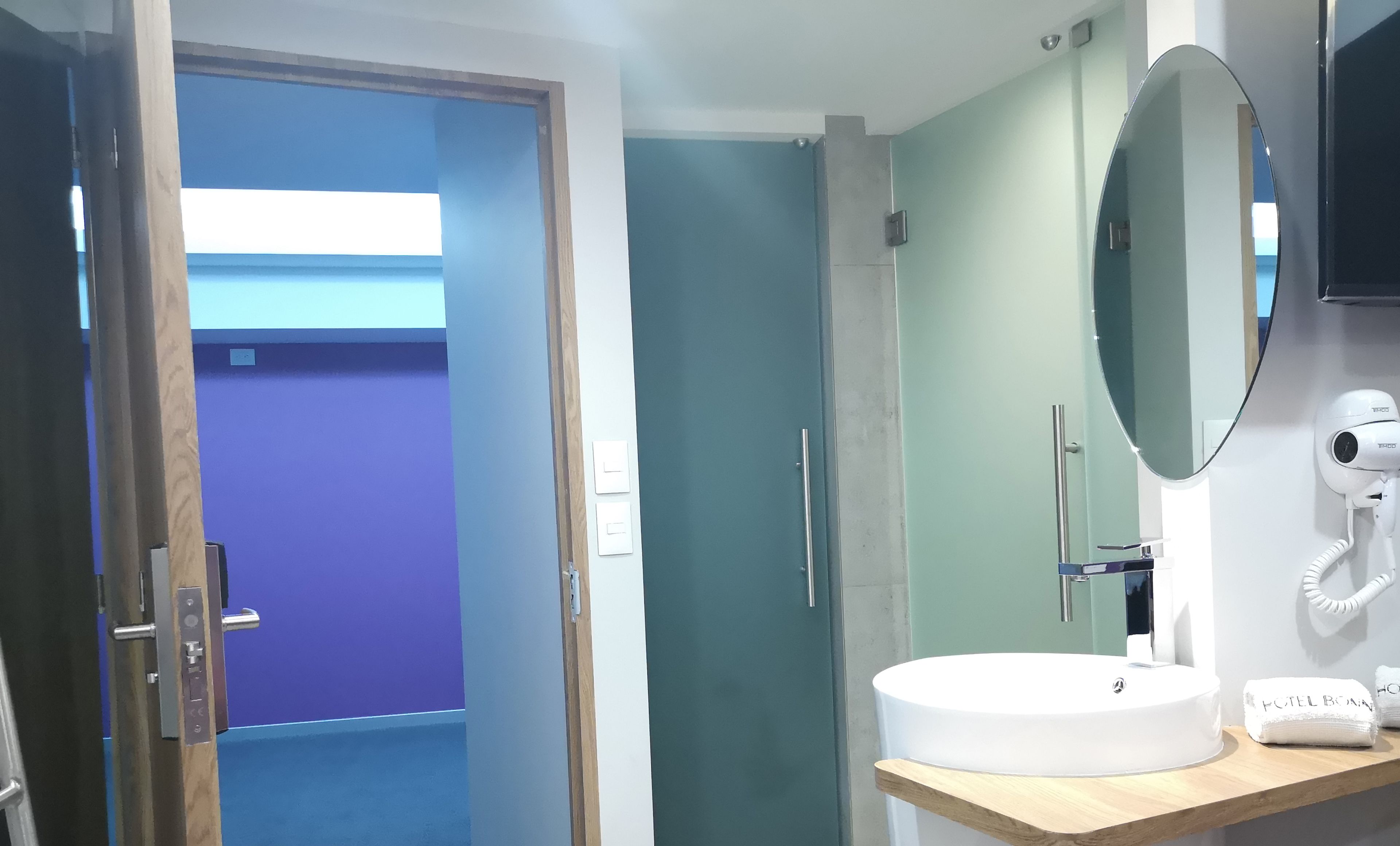 business room | bathroom | shower, rainfall showerhead, designer toiletries, hair dryer