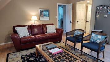 TV, DVD player, books, video library