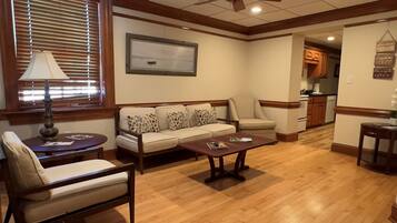 Smart TV, DVD player, books, stereo