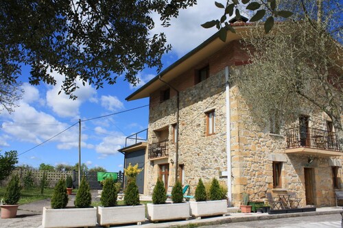 Studio apartment in a Basque country house with views of the garden.