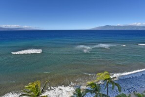 On the beach, sun-loungers, beach towels