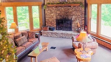 Smart TV, fireplace, video games, books
