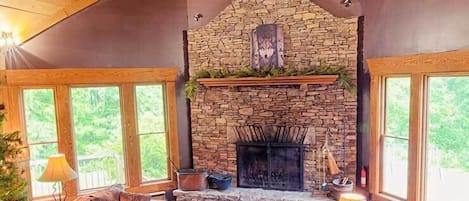 Smart TV, fireplace, video games, books