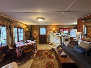 Smart TV, fireplace, DVD player, books - Your Little Bit O’ Heaven: Historic Lakefront Log Cabin, Sandy Beach & Stars (Lac du Flambeau)