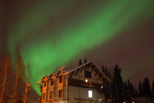 Aurora visible over penthouse suite
