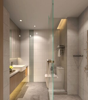 Shower, free toiletries, hair dryer, slippers - RongJu Hotel (Shanghai)